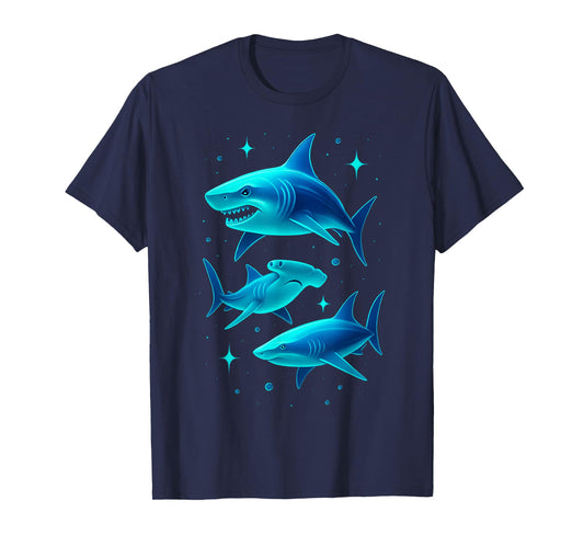 Retro Ocean Wildlife White Shark Hammerhead Sharks Lover T-Shirt
