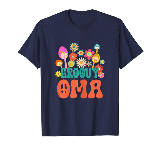 Retro Groovy Oma Gifts For Mother's Day Hippie Flower T-Shirt