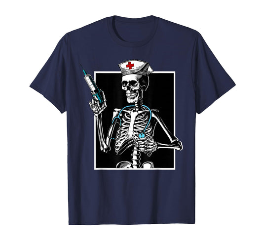 Halloween Skeleton ER Nurse Funny Nursing Student Spooky RN T-Shirt