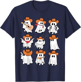 Funny Cowboys Ghost Western Halloween Howdy Rodeo Cute Ghoul T-Shirt