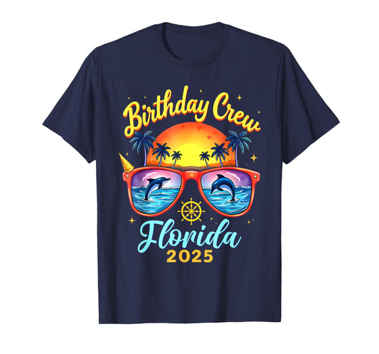 Birthday Crew Vacation Florida 2025 Party Matching Cruise T-Shirt