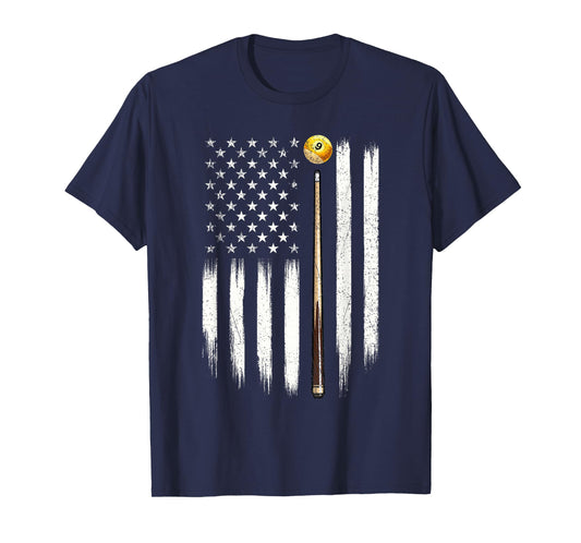 Billiard US Flag - 8 Ball Billiard Game Pool Player T-Shirt