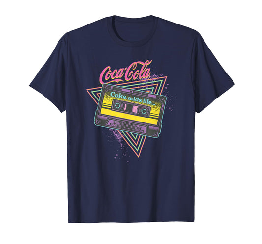 Coca-Cola Coke Adds Life Retro Neon Cassette Logo T-Shirt