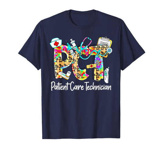 Retro Leopard PCT Patient Care Technician Medical Assistant T-Shirt