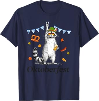 Oktoberfest German Flag Funny Raccoon Bavarian Festival Beer T-Shirt