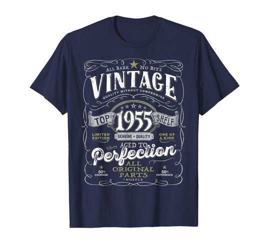 70th Birthday Tee for Men Vintage 1955 Original Parts Mostly T-Shirt