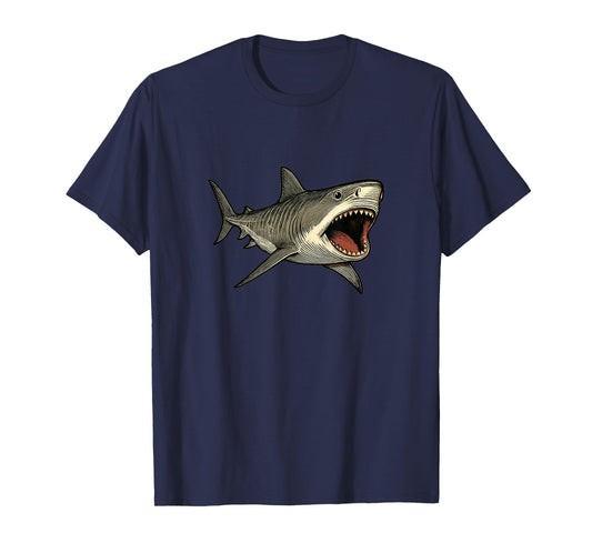 Tiger Shark with Open Mouth Ocean Design T-Shirt