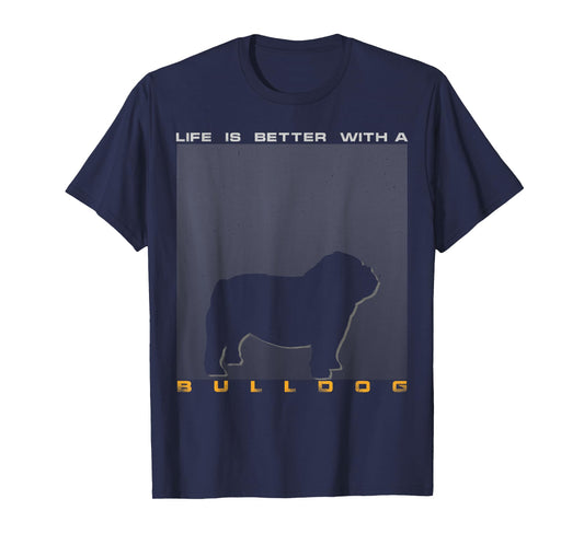 Vintage Life Is Better With A Bulldog Silhouette Men Women Kids T-Shirt