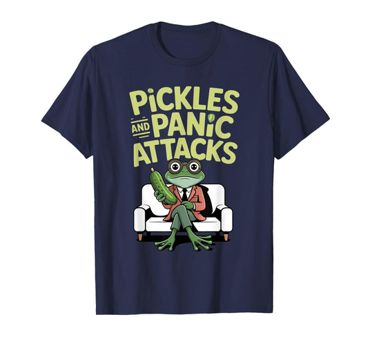Pickles Panic Attacks Mental health Funny Frog Humor T-Shirt