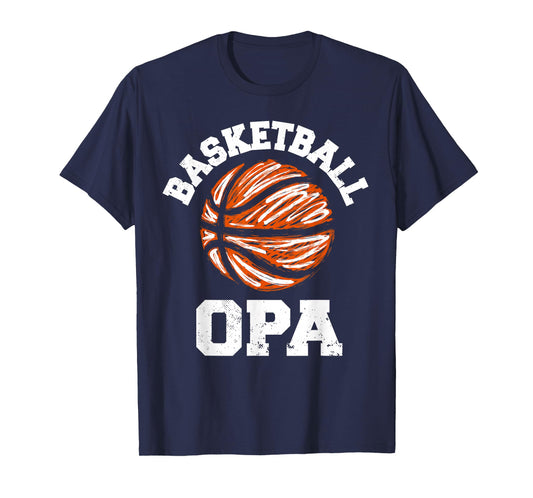 Basketball Opa Distressed Vintage Funny Grandpa Game Day T-Shirt