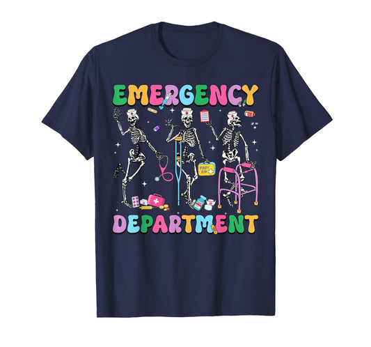 Groovy Er Nurse Funny Dancing Skeleton Emergency Department T-Shirt