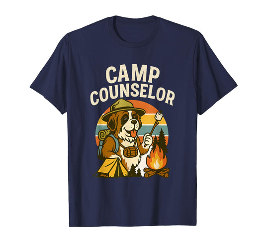 Camp Counselor Funny Dog Campfire Outdoor Design T-Shirt