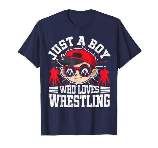 Just A Boy Who Loves Wrestling, Boys & Kids, Wrestler T-Shirt