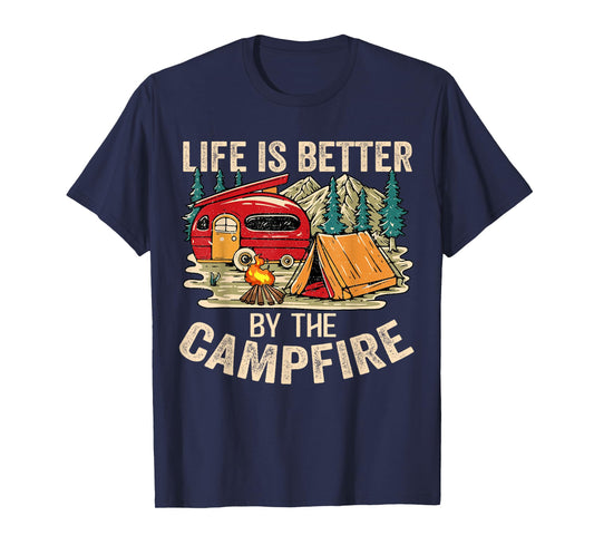 Vintage Retro Life is Better Around The Campfire Camping T-Shirt