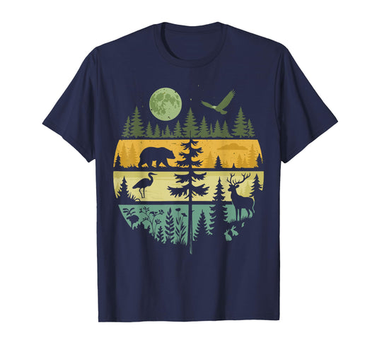Forest Retro Nature Wildlife Outdoor T-Shirt