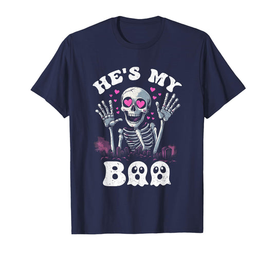 He's My Boo Matching Halloween Costume Couples She's My Boo T-Shirt