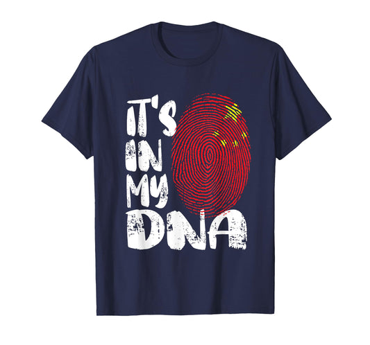 China Flag It's in My Dna Chinese Fingerprint Flag T-Shirt