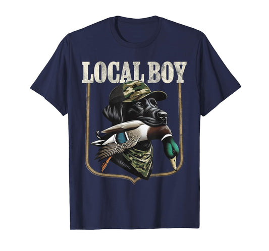 Dog Retro Southern with Duck Country Vintage Local Boy T-Shirt