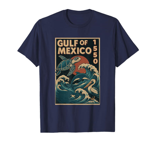 Gulf of Mexico Est. 1550 Wildlife Art Vintage Sea Life T-Shirt