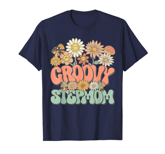 Groovy Stepmom Floral Hippie Retro Daisy Wildflower Women T-Shirt