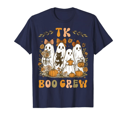 TK Boo Crew Preppy Halloween Floral Ghost TK Teacher Team TK T-Shirt