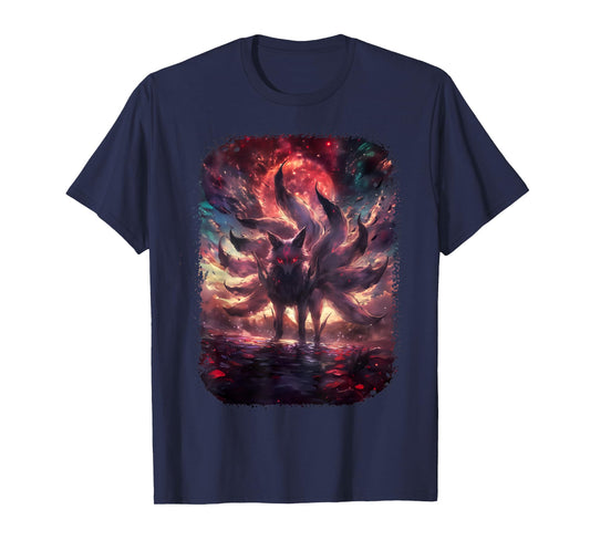 Anime Kitsune Nine-Tailed Fox Manga Otaku Style T-Shirt