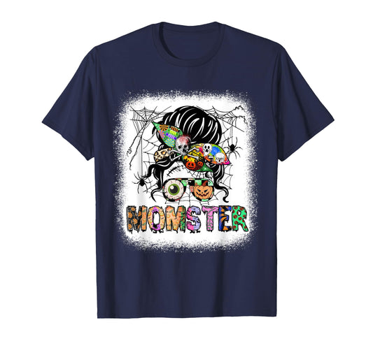 Momster Halloween Custume Messy Hair Bun Monster Momsterlife T-Shirt