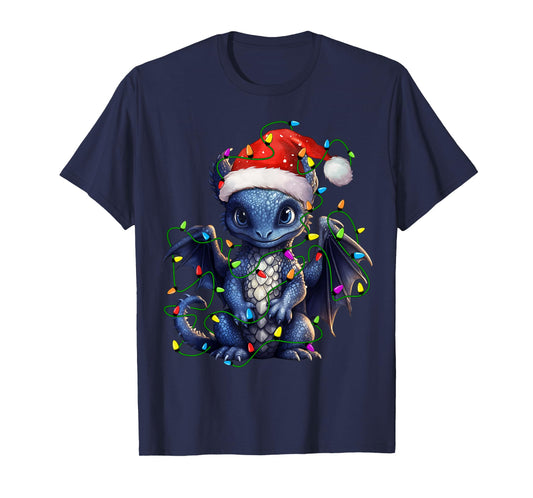 Dragon Santa Christmas Tree Lighting Xmas Funny T-Shirt