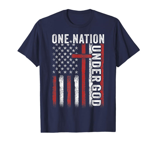 One Nation Under God Flag 4th Of July Patriotic Christian T-Shirt for Women Kids Men