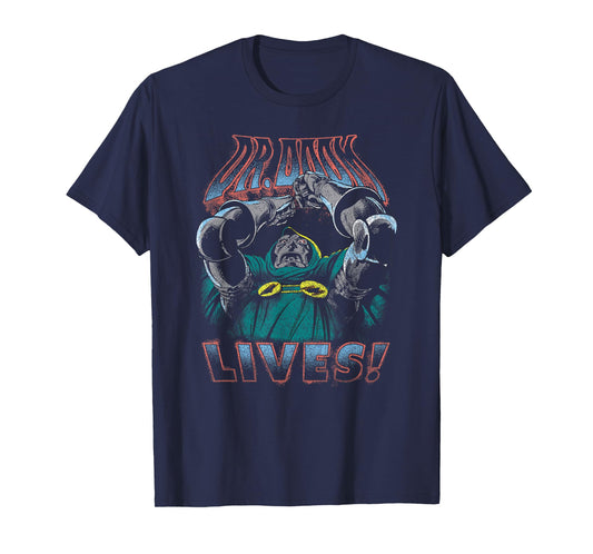 Marvel Comics Retro Classic Dr. Doom Lives Distressed Poster T-Shirt