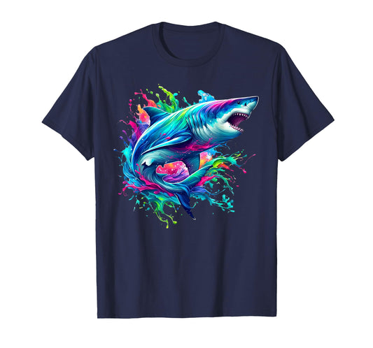 Shark Marine Biologist Paint Splash Ocean Animal Shark Lover T-Shirt