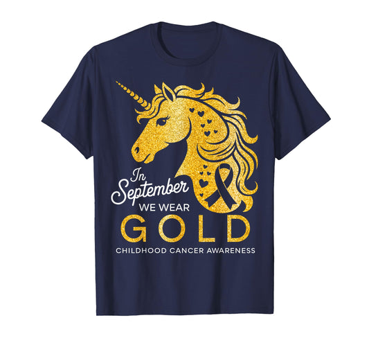 In September We Wear Gold Unicorn Childhood Cancer Awareness T-Shirt