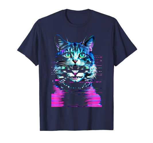 Weirdcore Cat Glitch Trippy Vaporwave Alt Harajuku Punk Men Women T-Shirt