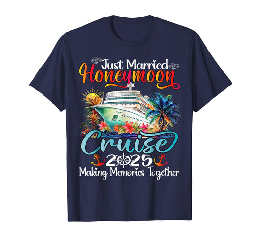 Honeymoon Cruise 2025 Just Married Matching Couples Vacation T-Shirt