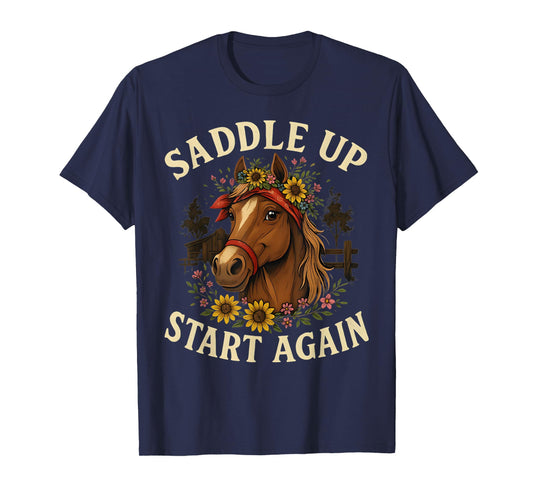 Boho Horse Bandana Floral Western Barn Life for Women Teens T-Shirt