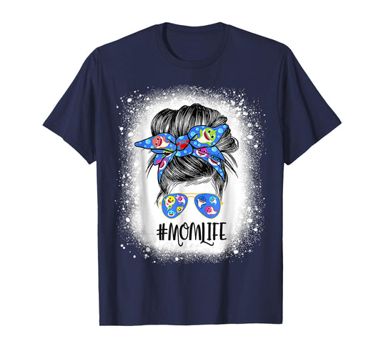 Mom Life Messy Bun Bleached Shark Mommy Mother's Day T-Shirt