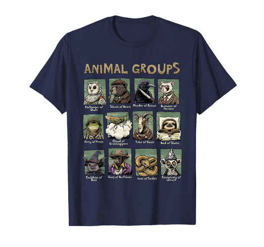 Animal Groups Unveiled - Educational Wildlife Design T-Shirt