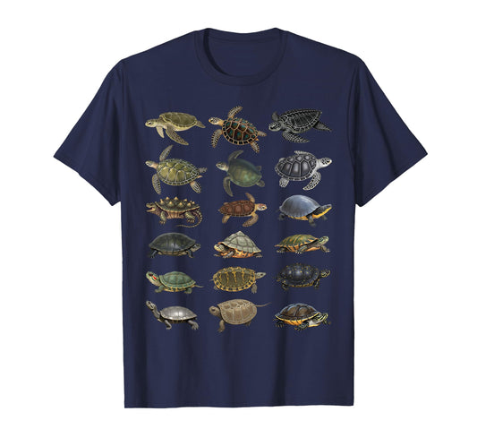 Types of Turtles Sea & Freshwater Turtle Species Educational T-Shirt