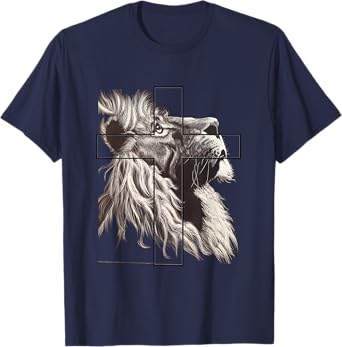 Jesus Lion of Tribe Judah Christian Cross T-Shirt