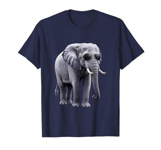 Cool Elephant with Sunglasses - Funny Design T-Shirt