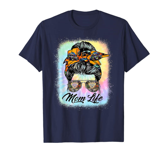 Messy Bun Woman & Monster Truck Mom Life Happy Tie Dye T-Shirt