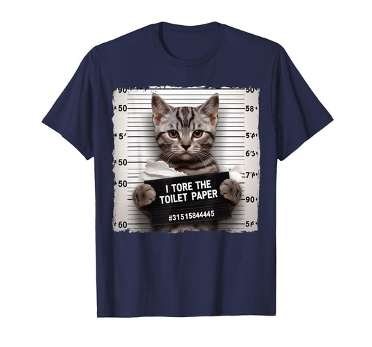 Cute Cat Mugshot Humorous Cat For Cats Lover Cat Mom Cat Dad T-Shirt