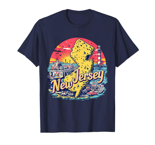 Vintage New Jersey State Map Retro T-Shirt