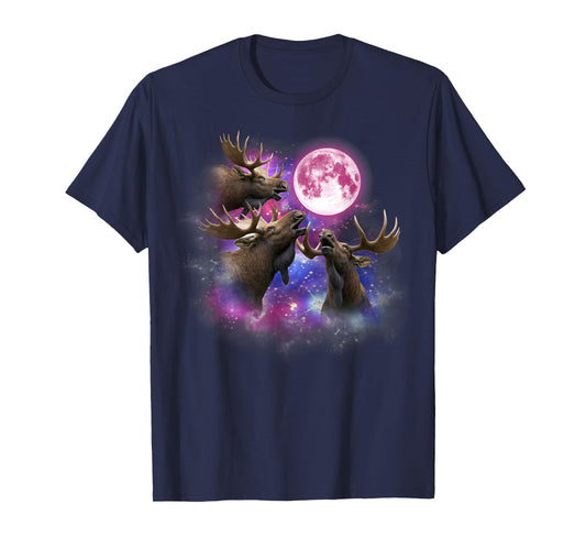 Moose Howling At The Moon Wildlife colorful moose tie dye T-Shirt