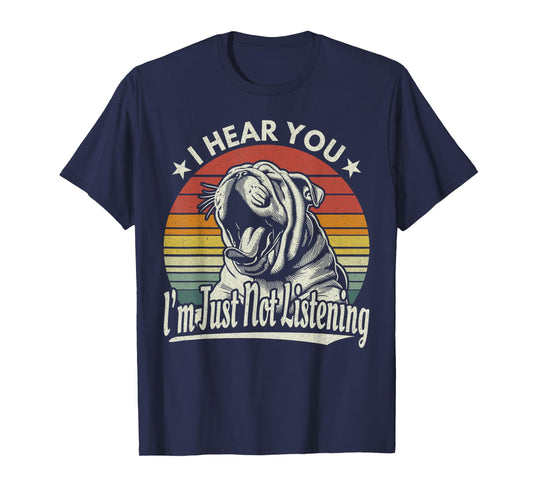 Yawn Bulldog I Hear You I'm Just Not Listening Sunset Retro T-Shirt