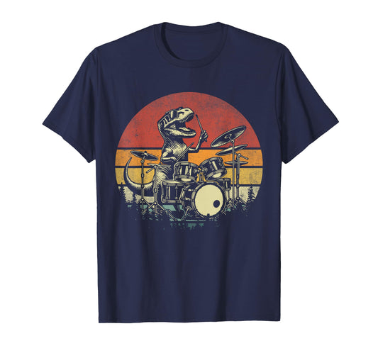 Funny Retro Trex Drummer Rock Drummer T-rex Playing Drums T-Shirt