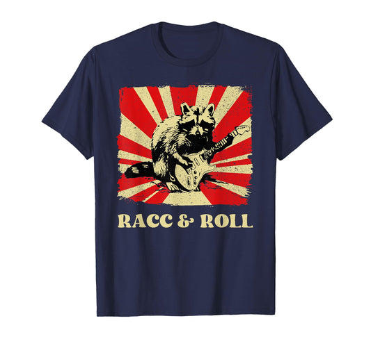 Funny Raccoon Playing Banjo Guitar Racc and Roll Cute Racoon T-Shirt