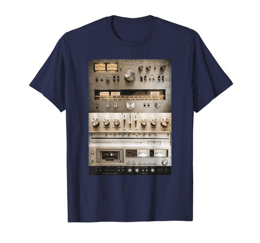 Setup Vintage Audio HiFi Sound System Mixed Media Collage T-Shirt