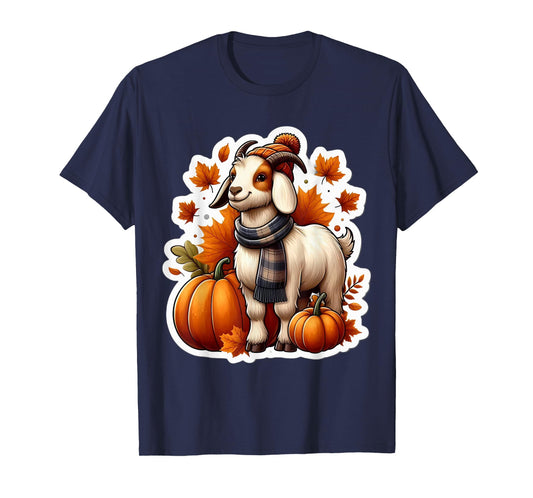 Autumn Fall Goat Lover Thanksgiving Pumpkin Farmer Farming T-Shirt