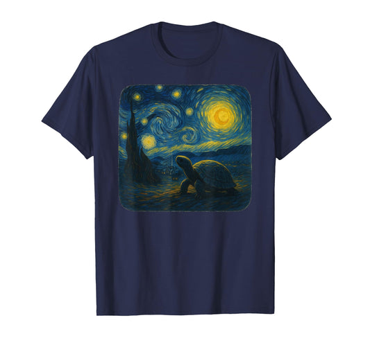 Starry Night Van Gogh Turtle Funny Graphic T-Shirt